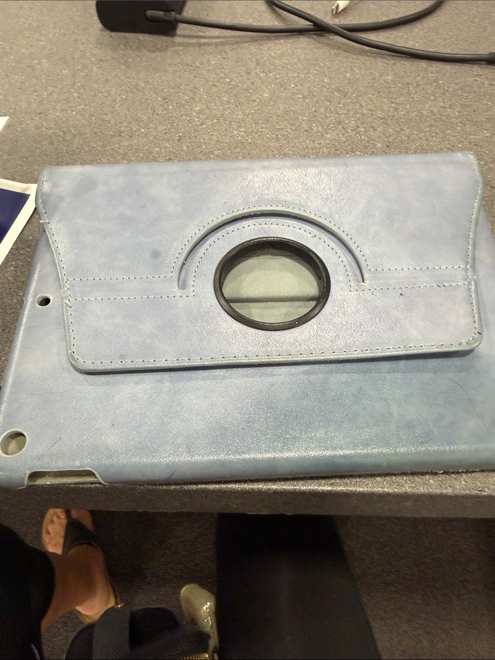 Universal Light Blue Rotating Tablet Folio Case with Stand